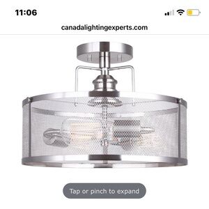 Beckett 3-Light Semi-Flush Mesh Drum Ceiling Light - Brushed Nickel-New